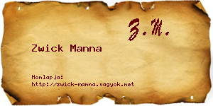 Zwick Manna névjegykártya